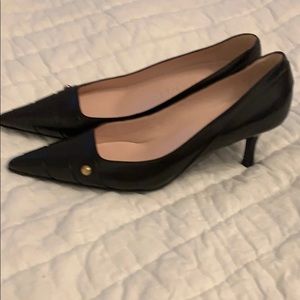 Chanel CC Stud Logo Pointy Toe Leather Pumps